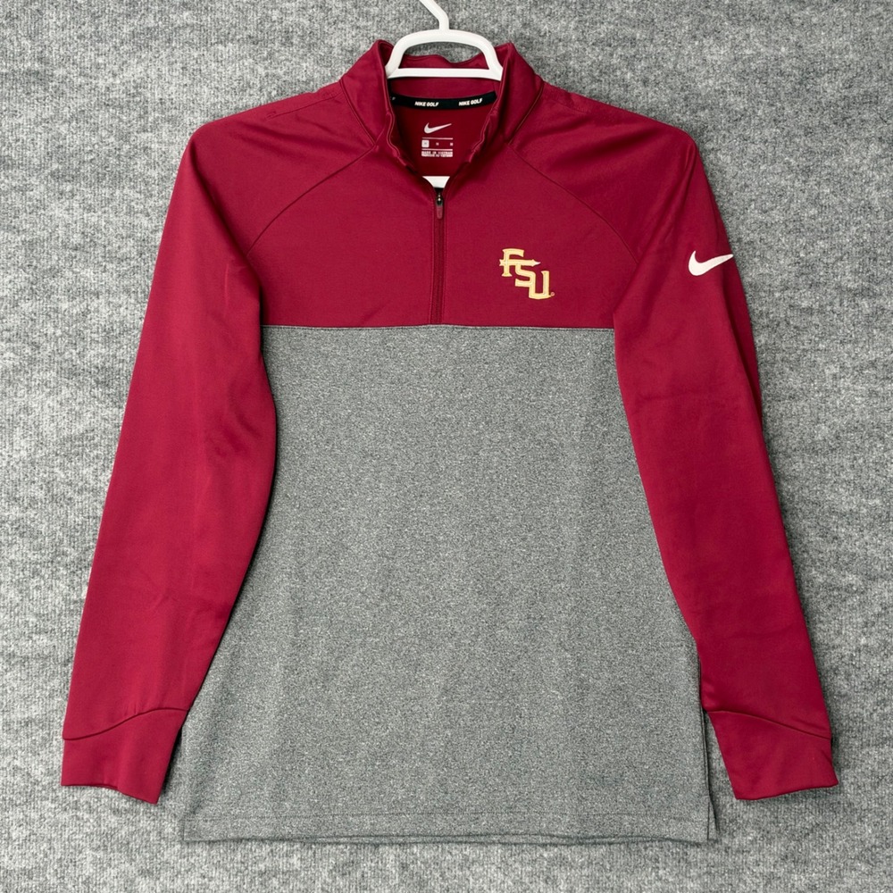 Nike Golf FSU Florida State Seminoles Quarter Zip Pullover Gray Men's Medium